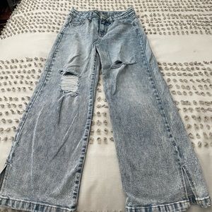 Art class wide leg girls jeans distressed rips on the knees